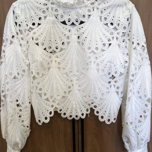 BNWT Maje Lulie Guipure Crop Top - Size 3 (Large, fits like Medium) in White - Picture 7 of 9